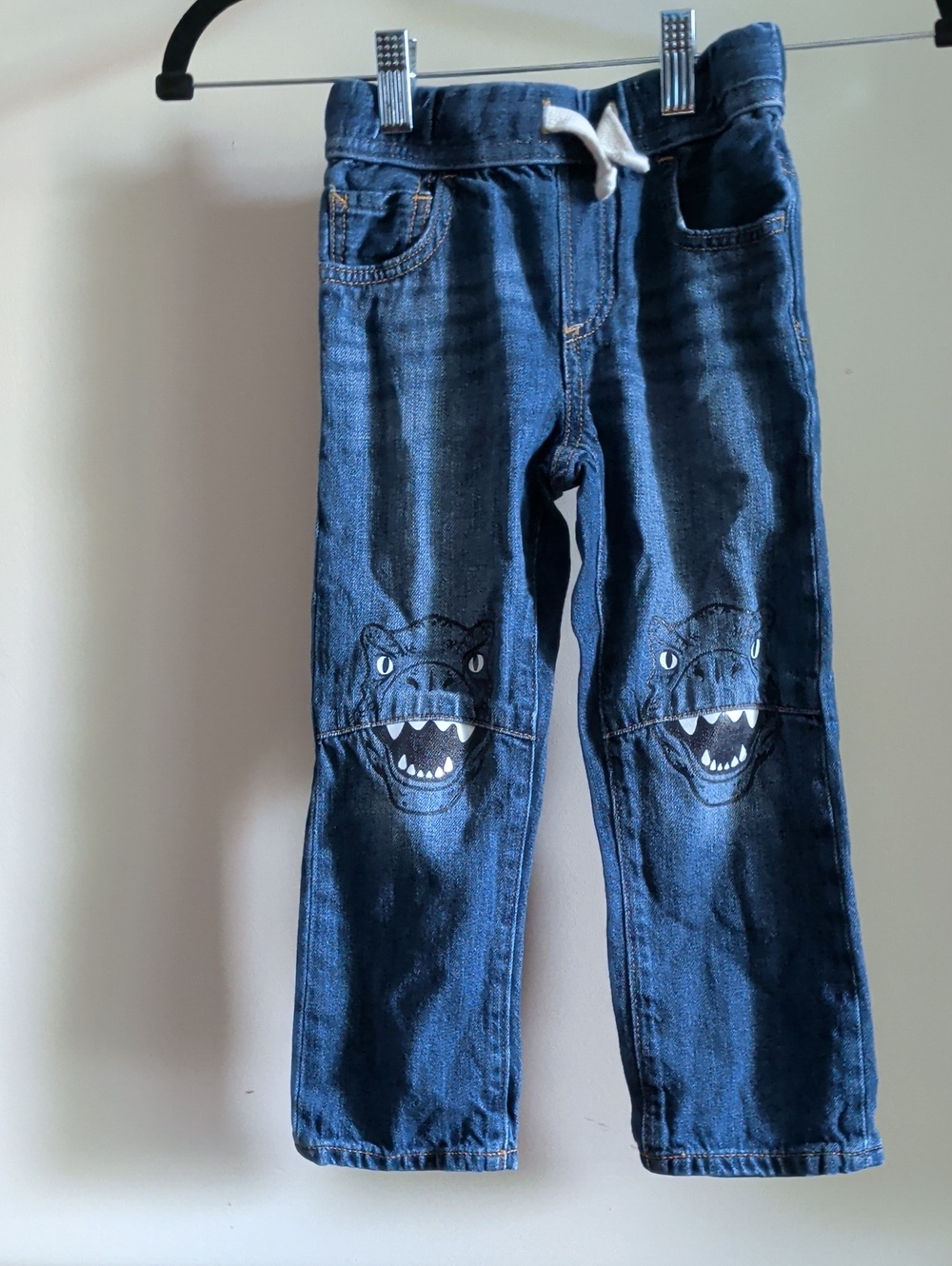GAP Boys Navy Denim Pants with T Rex Knee Patches